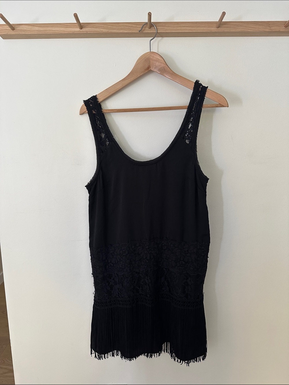 Black Lace Fringe Mini Dress